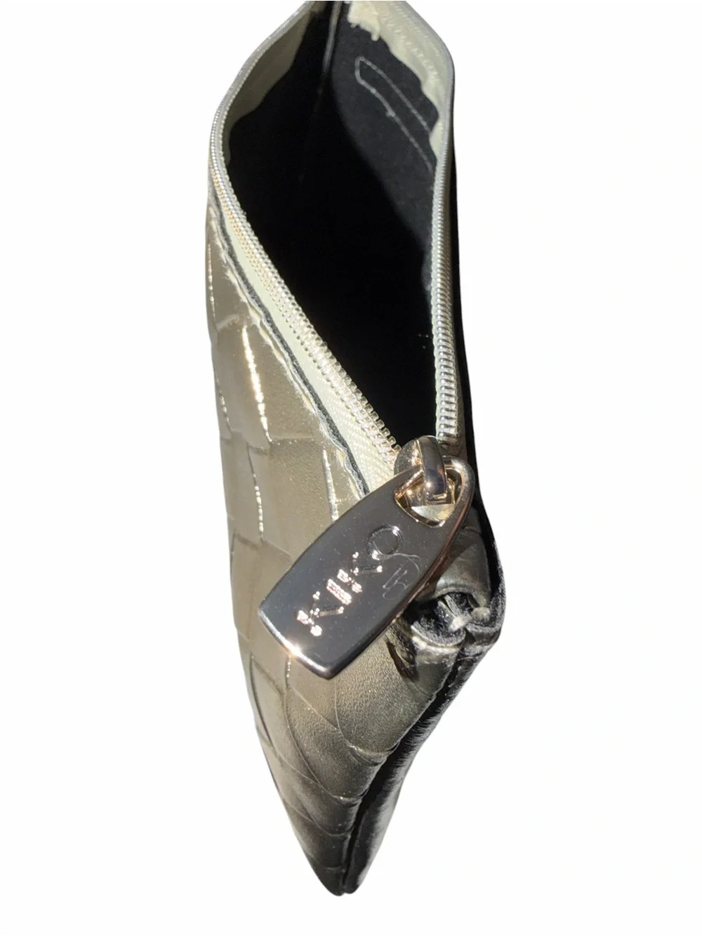 Metallic Woven Envelope Clutch - Gold